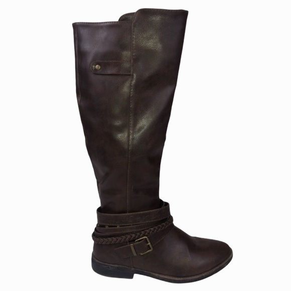 Rampage Shoes - Rampage Ram-Ticker Brown Strap Buckle Tall Boots
